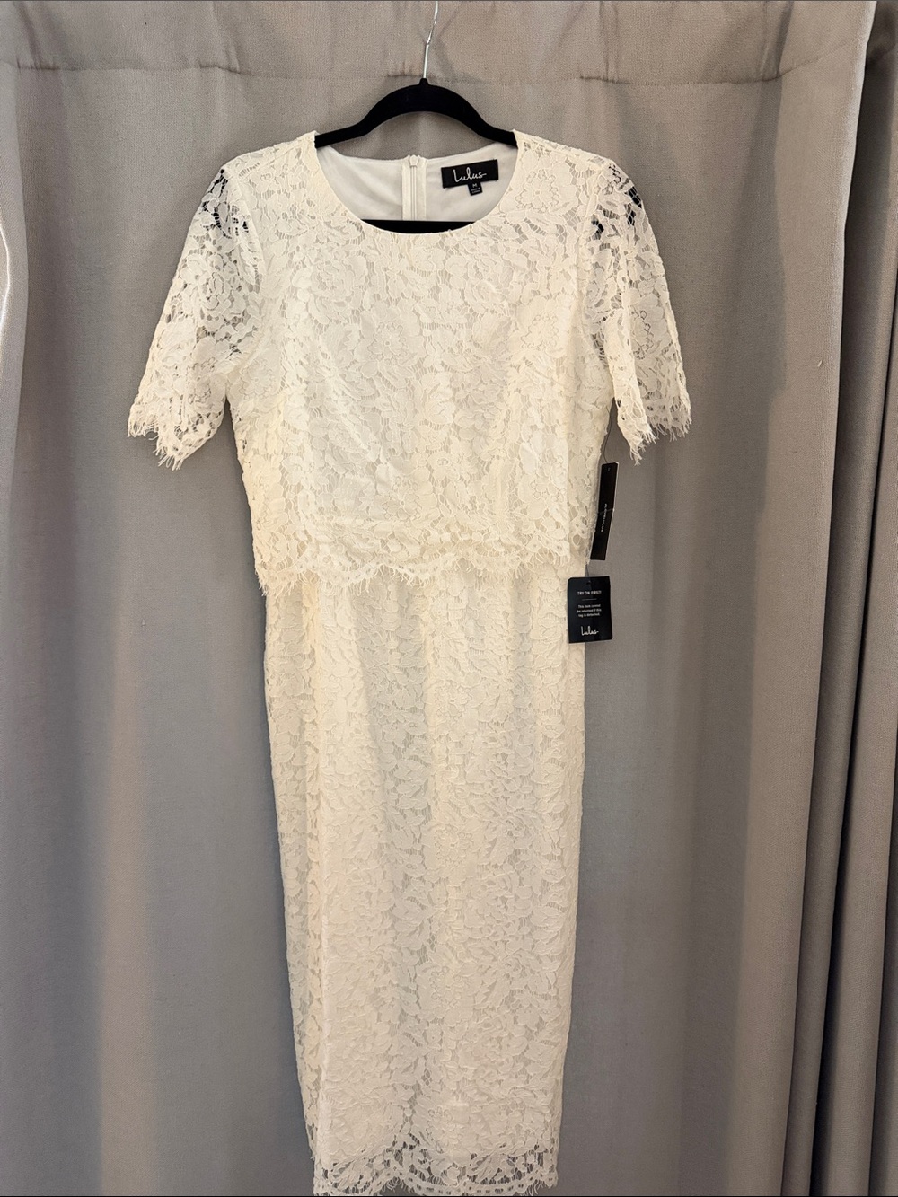 Lulu's Cream Lace Midi Dress